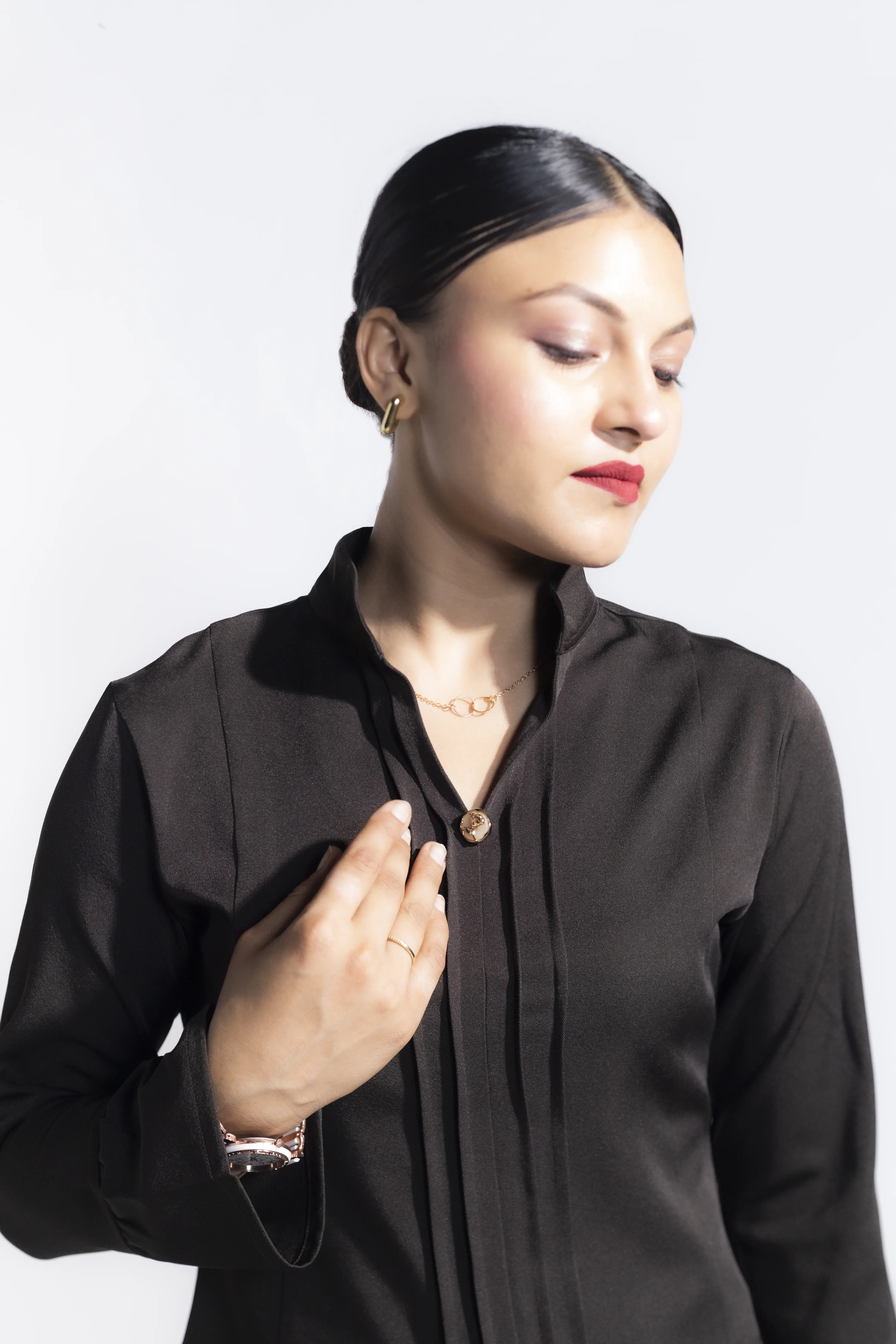 Stand Collar Pintex Top